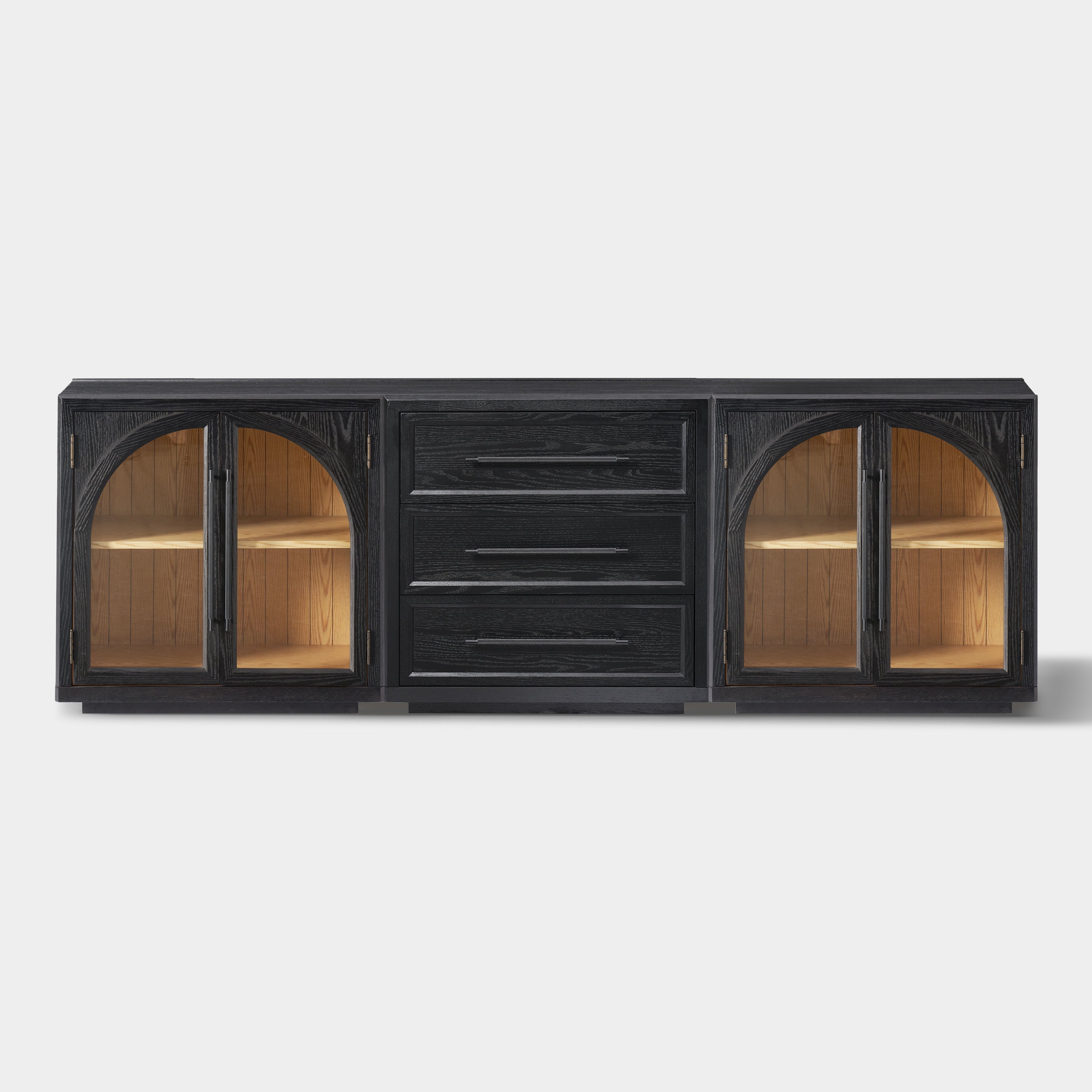 Alvar Arched 94.5″ Oak Modular Media Console(Set of 3)