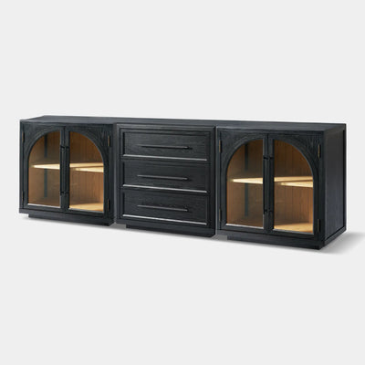 Alvar Arched 91″ Oak Modular Media Console(Set of 3)