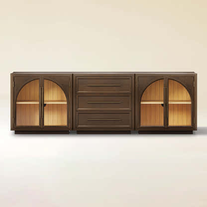 Alvar Arched 94.5″ Oak Modular Media Console(Set of 3)
