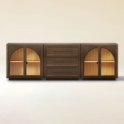 Alvar Arched 91″ Oak Modular Media Console(Set of 3)