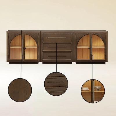 Alvar Arched 91″ Oak Modular Media Console(Set of 3)