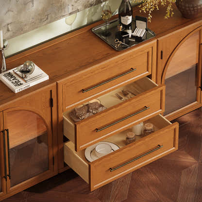 Alvar Arched 94.5″ Oak Modular Media Console(Set of 3)