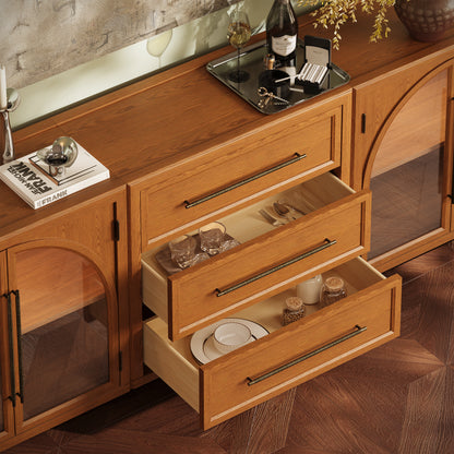 Alvar Arched 94.5″ Oak Modular Media Console(Set of 3)