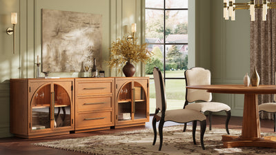 Alvar Arched 91″ Oak Modular Media Console(Set of 3)
