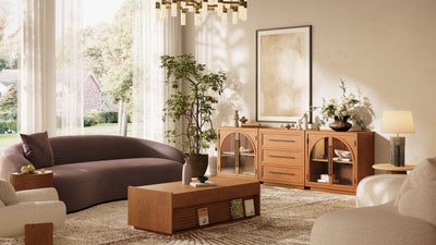 Alvar Arched 91″ Oak Modular Media Console(Set of 3)