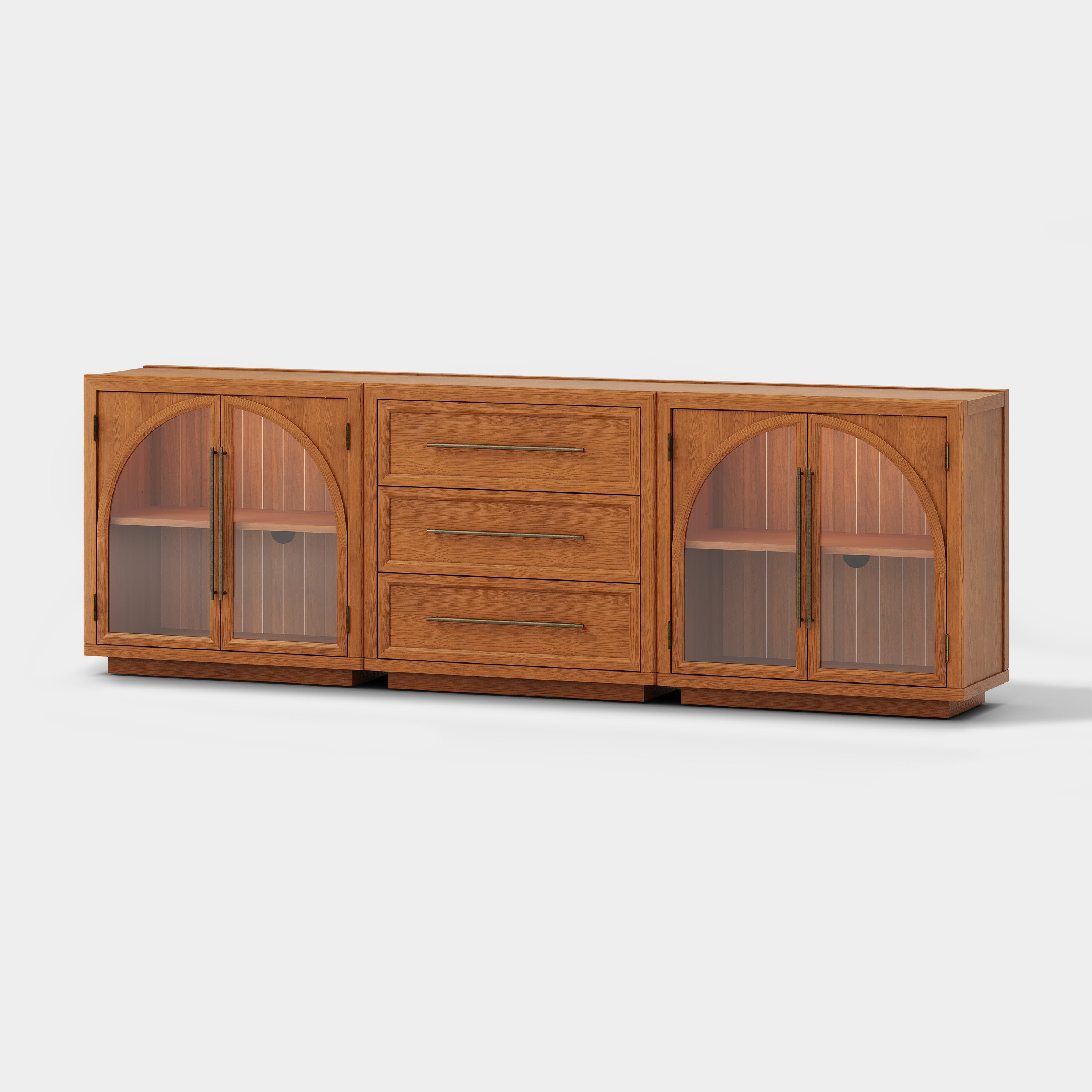 Alvar Arched 94.5″ Oak Modular Media Console(Set of 3)
