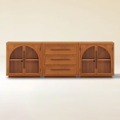 Alvar Arched 94.5″ Oak Modular Media Console(Set of 3)