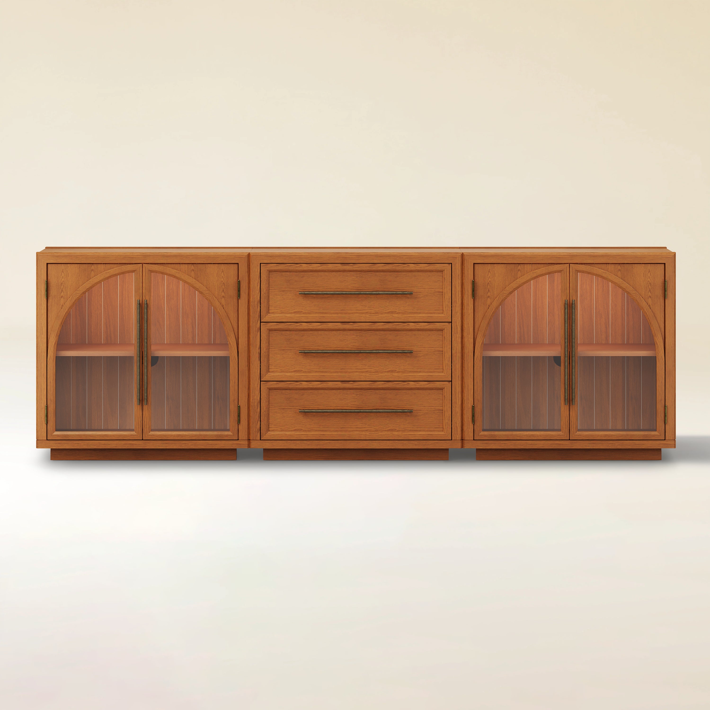 Alvar Arched 94.5″ Oak Modular Media Console(Set of 3)