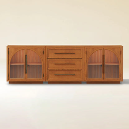 Alvar Arched 94.5″ Oak Modular Media Console(Set of 3)