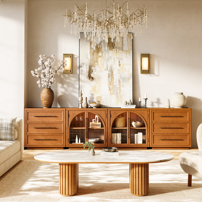 Alvar Arched 126″ Oak Modular Media Console(Set of 4)