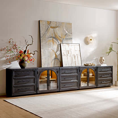 Alvar Arched 157.5″ Oak Modular Media Console(Set of 5)