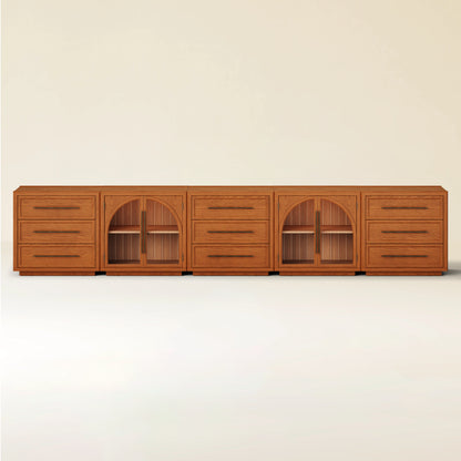 Alvar Arched 157.5″ Oak Modular Media Console(Set of 5)