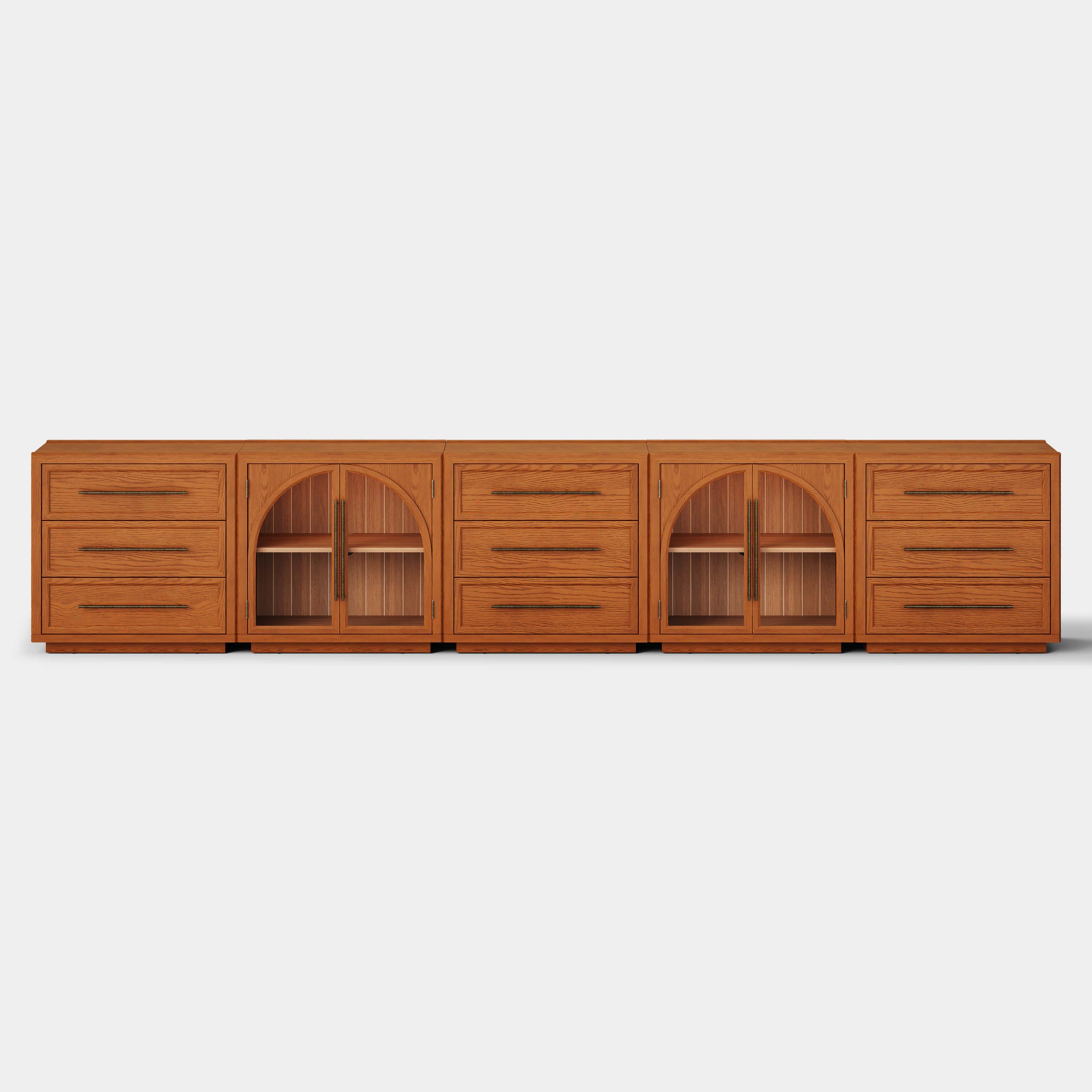 Alvar Arched 157.5″ Oak Modular Media Console(Set of 5)