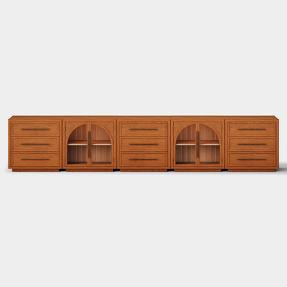 Alvar Arched 157.5″ Oak Modular Media Console(Set of 5)
