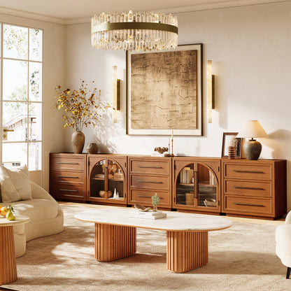 Alvar Arched 157.5″ Oak Modular Media Console(Set of 5)