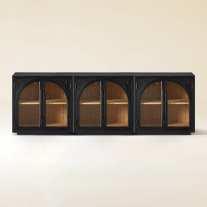 Alvar Arched 94.5″ Oak Media Console(Set of 3)