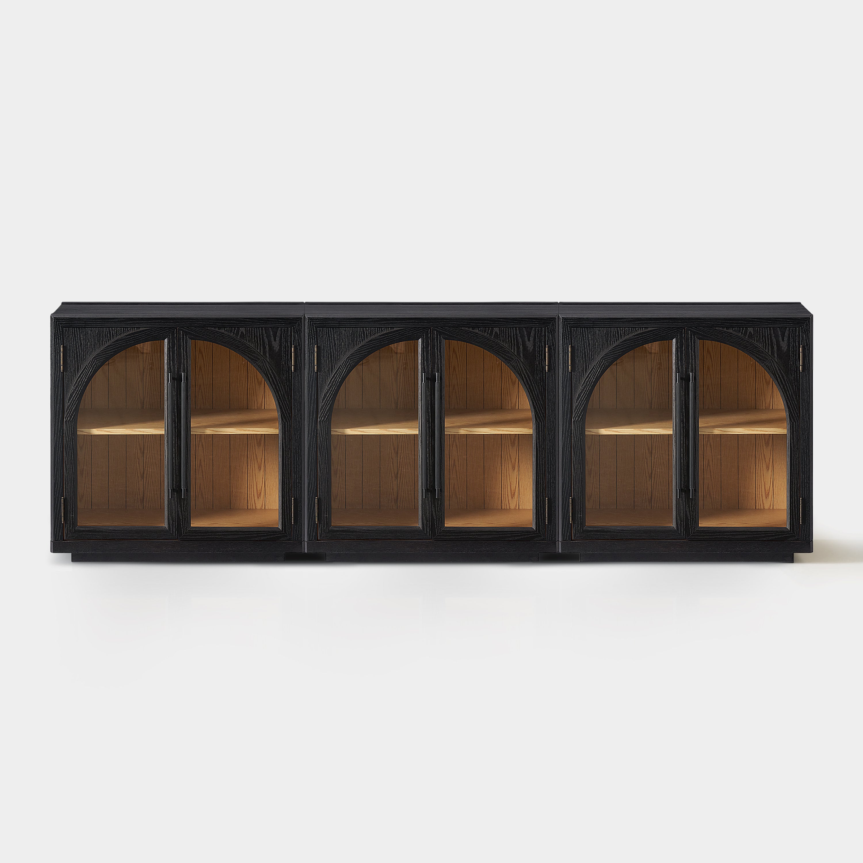 Alvar Arched 95″ Oak Media Console(Set of 3) - HOULTE