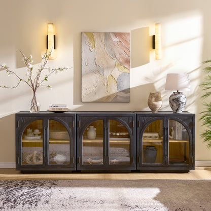Alvar Arched 94.5″ Oak Media Console(Set of 3)
