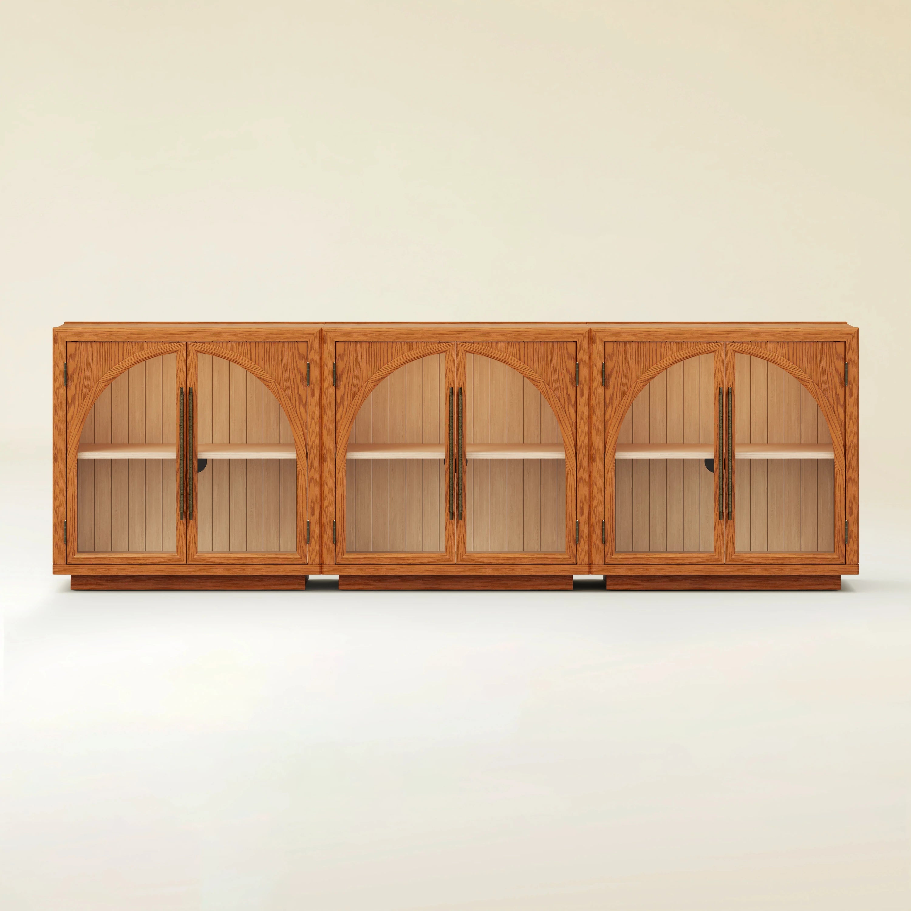 Alvar Arched 95″ Oak Media Console(Set of 3)
