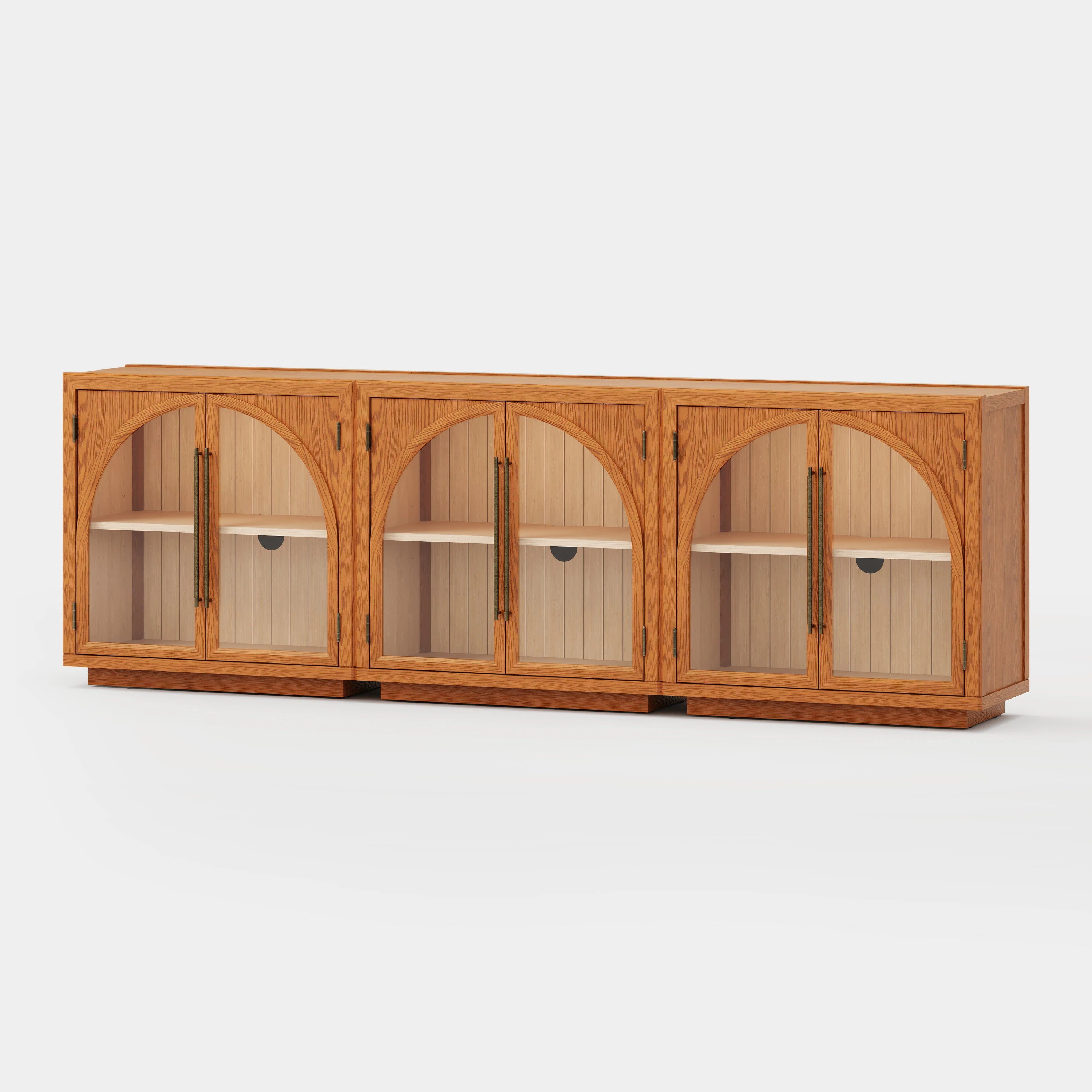 Alvar Arched 95″ Oak Media Console(Set of 3)