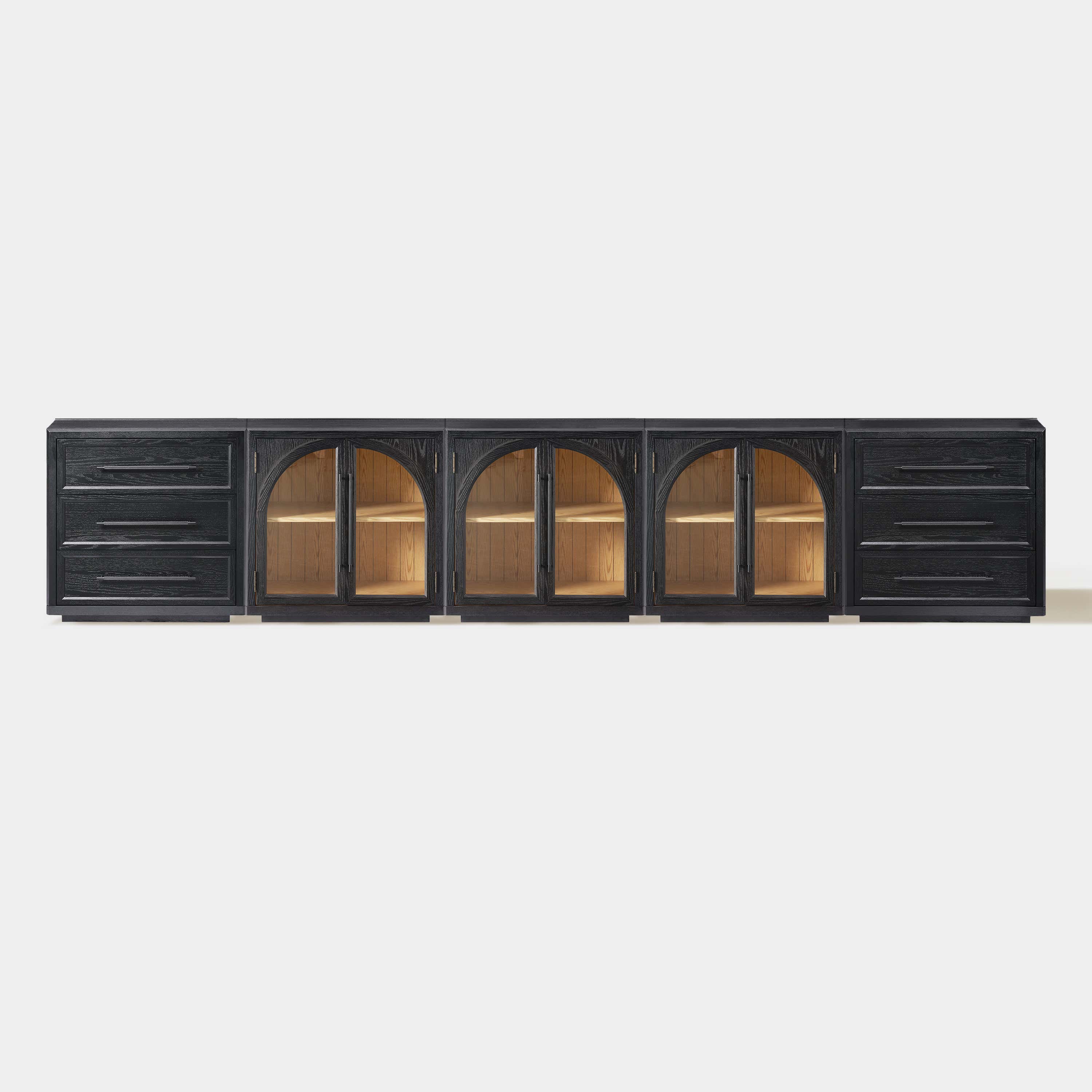 Alvar Arched 157.5″ Oak Modular Media Console(Set of 5)