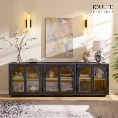 Alvar Arched Oak Media Console(Set of 3)