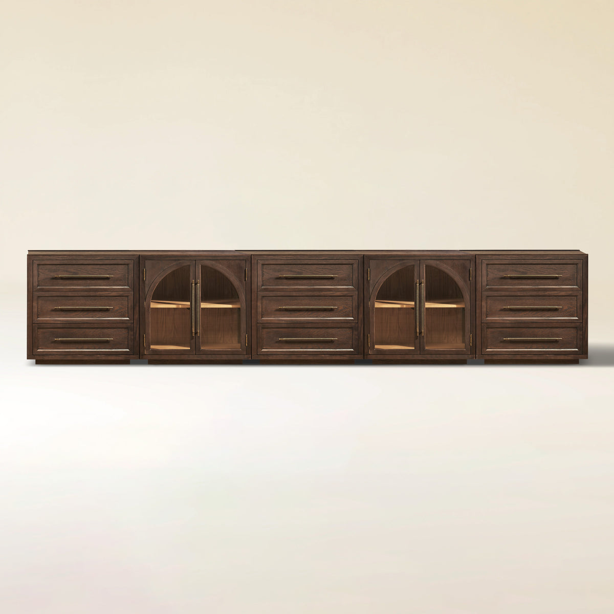 Alvar Arched 152" Oak Modular Media Console(Set of 5)