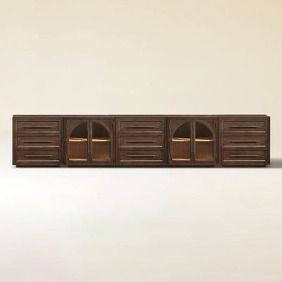Alvar Arched 152" Oak Modular Media Console(Set of 5)