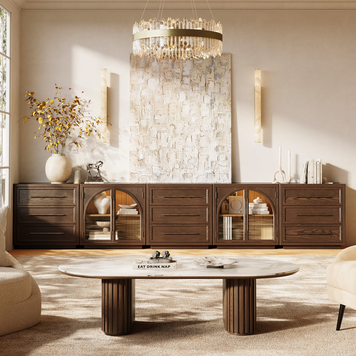 Alvar Arched 152" Oak Modular Media Console(Set of 5)