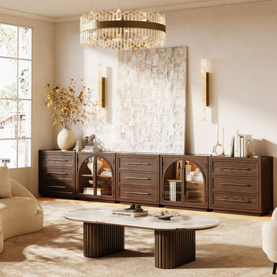 Alvar Arched 152" Oak Modular Media Console(Set of 5)