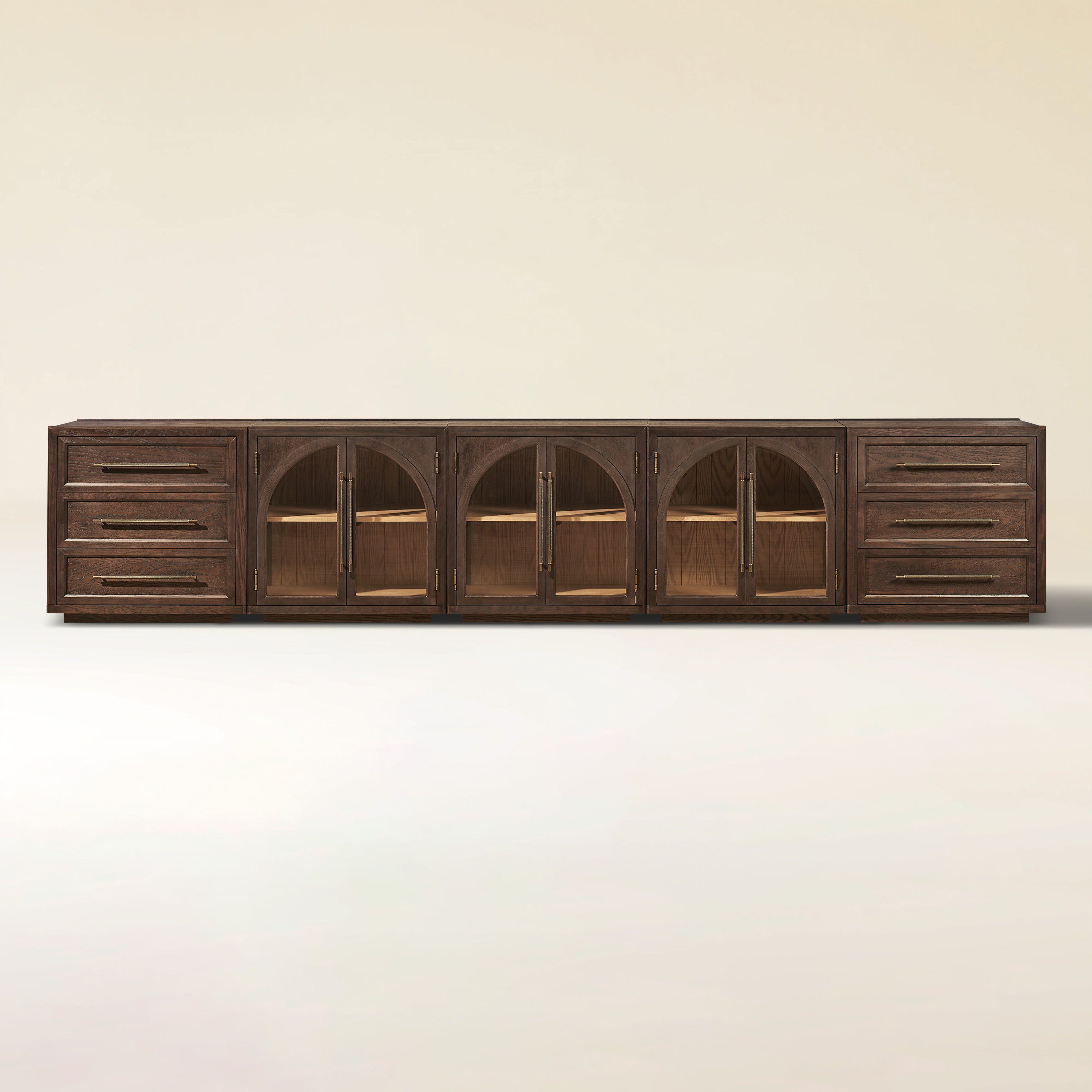 Alvar Arched 157.5″ Oak Modular Media Console(Set of 5)