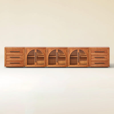 Alvar Arched 152" Oak Modular Media Console(Set of 5)