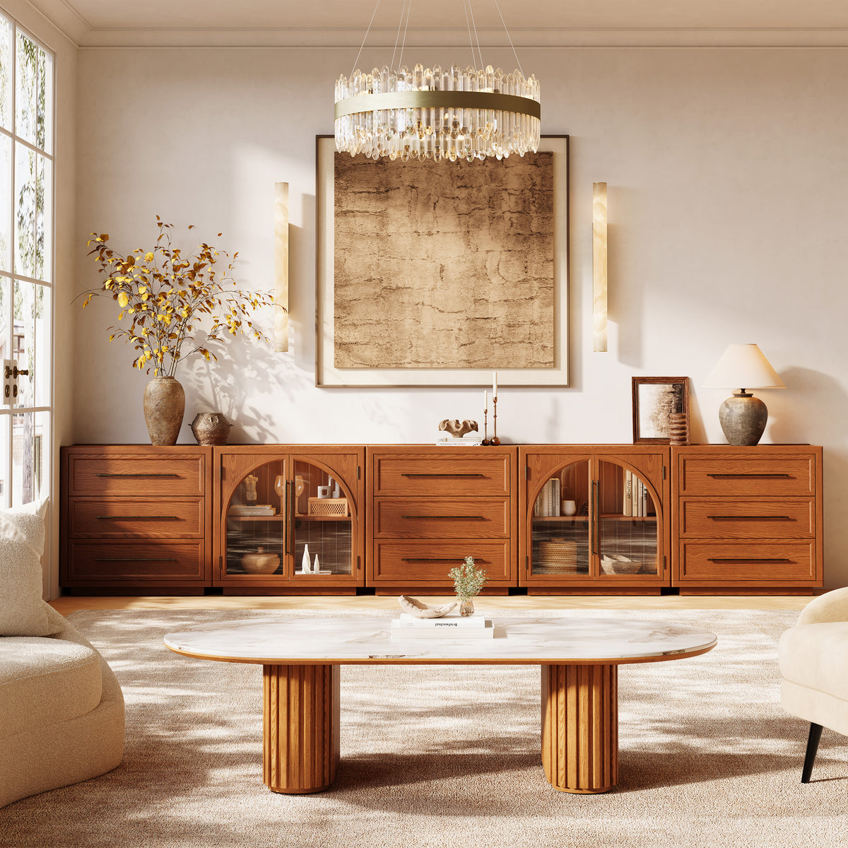 Alvar Arched 152" Oak Modular Media Console(Set of 5)