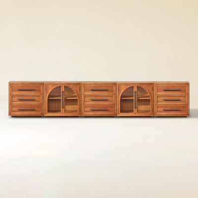 Alvar Arched 152" Oak Modular Media Console(Set of 5)