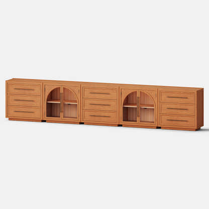 Alvar Arched 157.5″ Oak Modular Media Console(Set of 5)