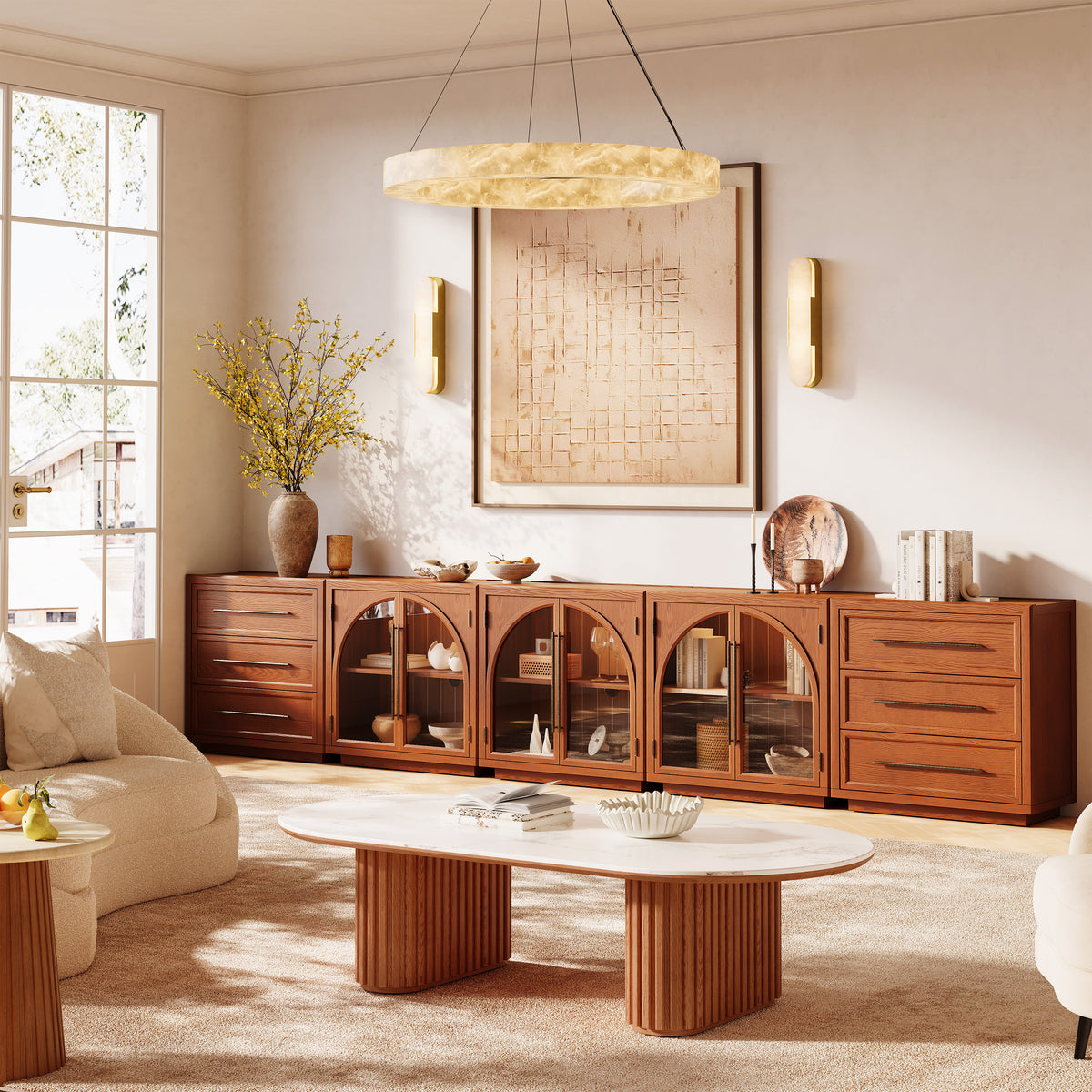 Alvar Arched 152" Oak Modular Media Console(Set of 5)