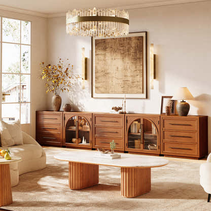 Alvar Arched 157.5″ Oak Modular Media Console(Set of 5)