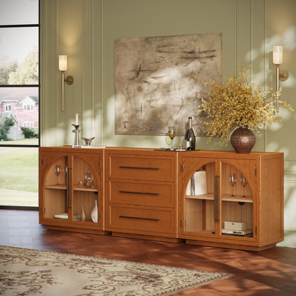 Alvar Arched 94.5″ Oak Modular Media Console(Set of 3)