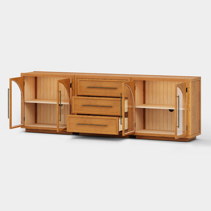 Alvar Arched 94.5″ Oak Modular Media Console(Set of 3)