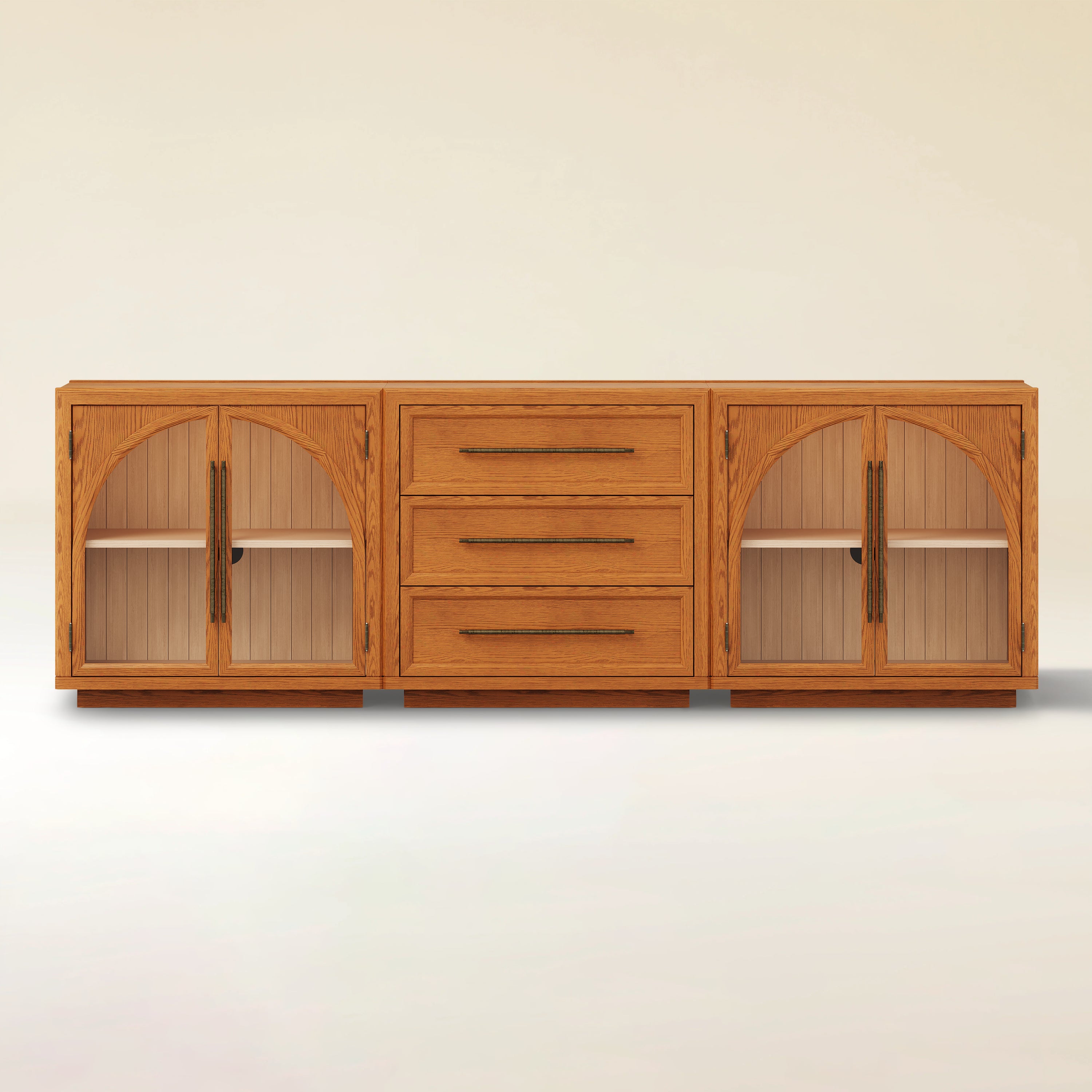 Alvar Arched 94.5″ Oak Modular Media Console(Set of 3)