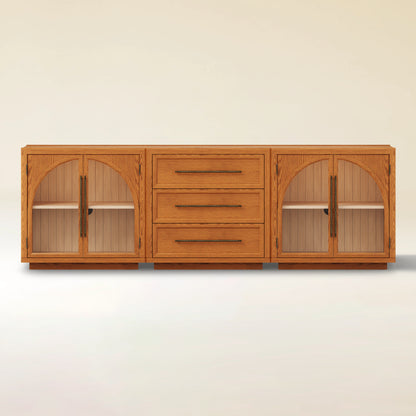 Alvar Arched 94.5″ Oak Modular Media Console(Set of 3)