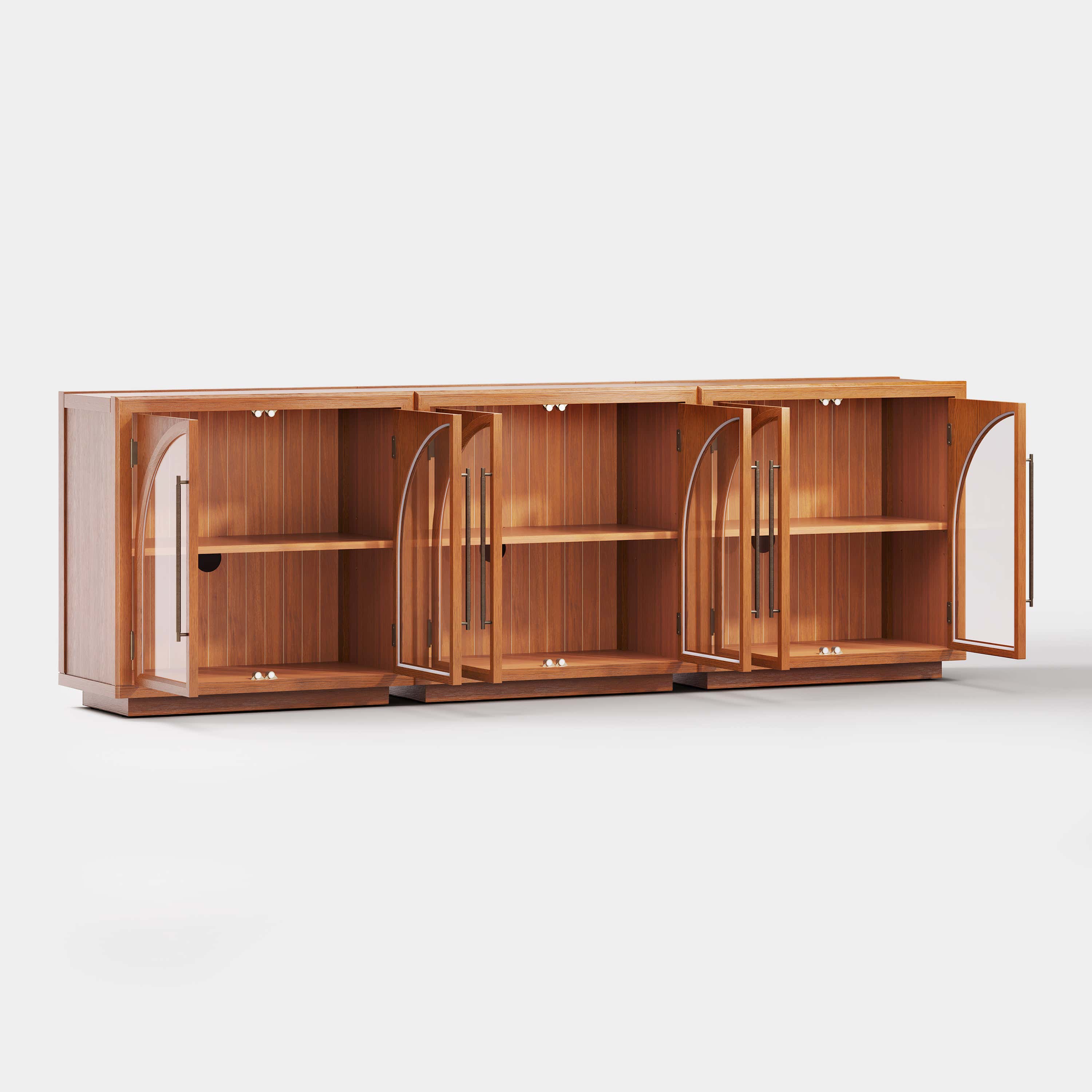 Alvar Arched 95″ Oak Media Console(Set of 3)