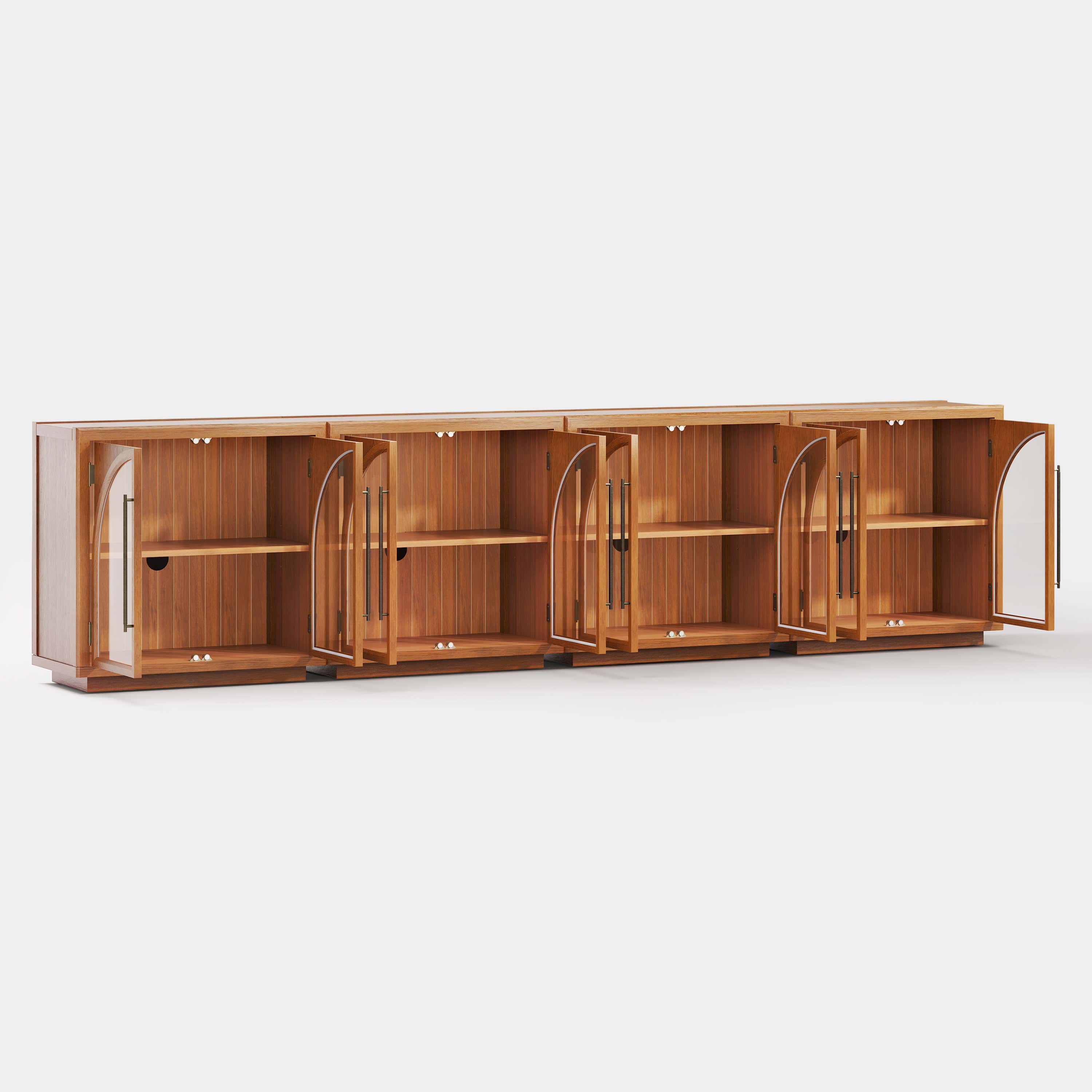 Alvar Arched 126″ Oak Media Console(Set of 4)
