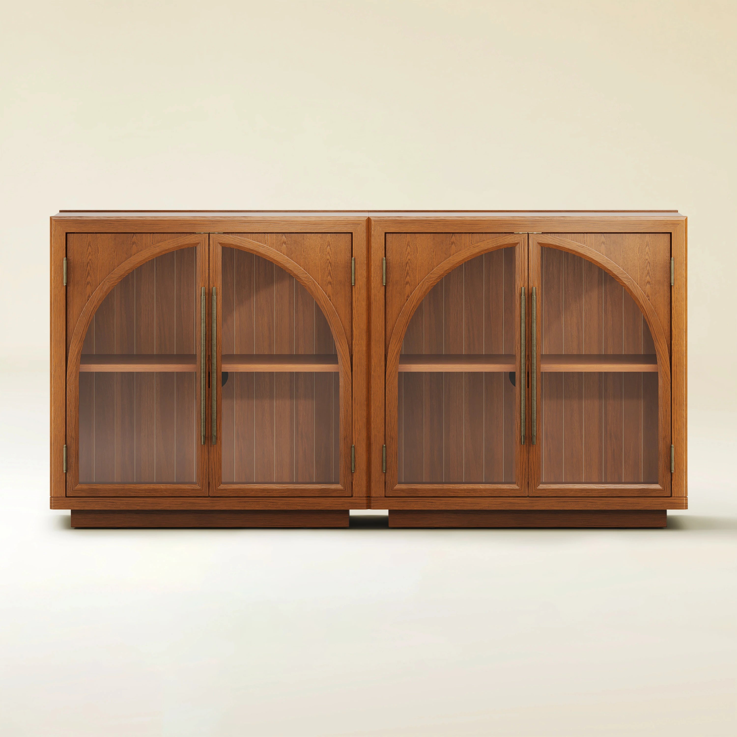 Alvar Arched 63″ Oak Media Console(Set of 2)