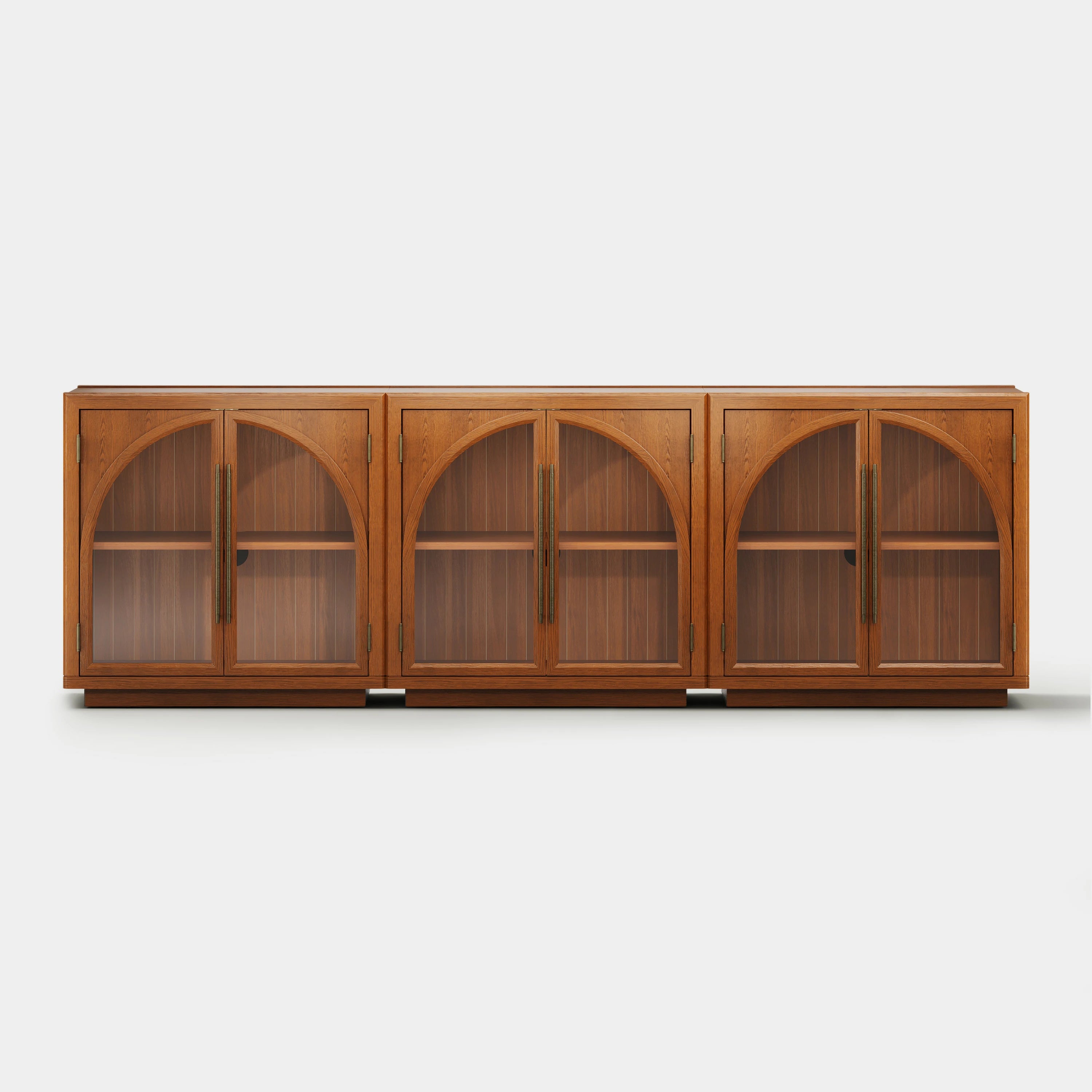 Alvar Arched 95″ Oak Media Console(Set of 3)