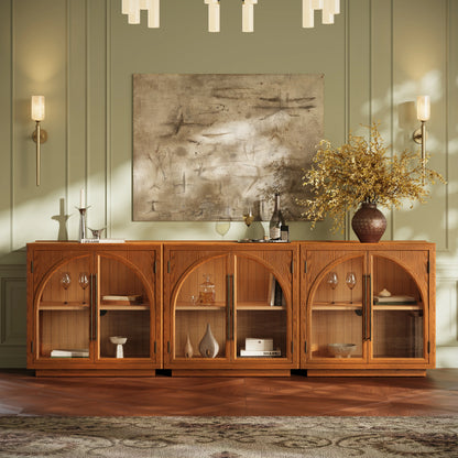 Alvar Arched 95″ Oak Media Console(Set of 3)