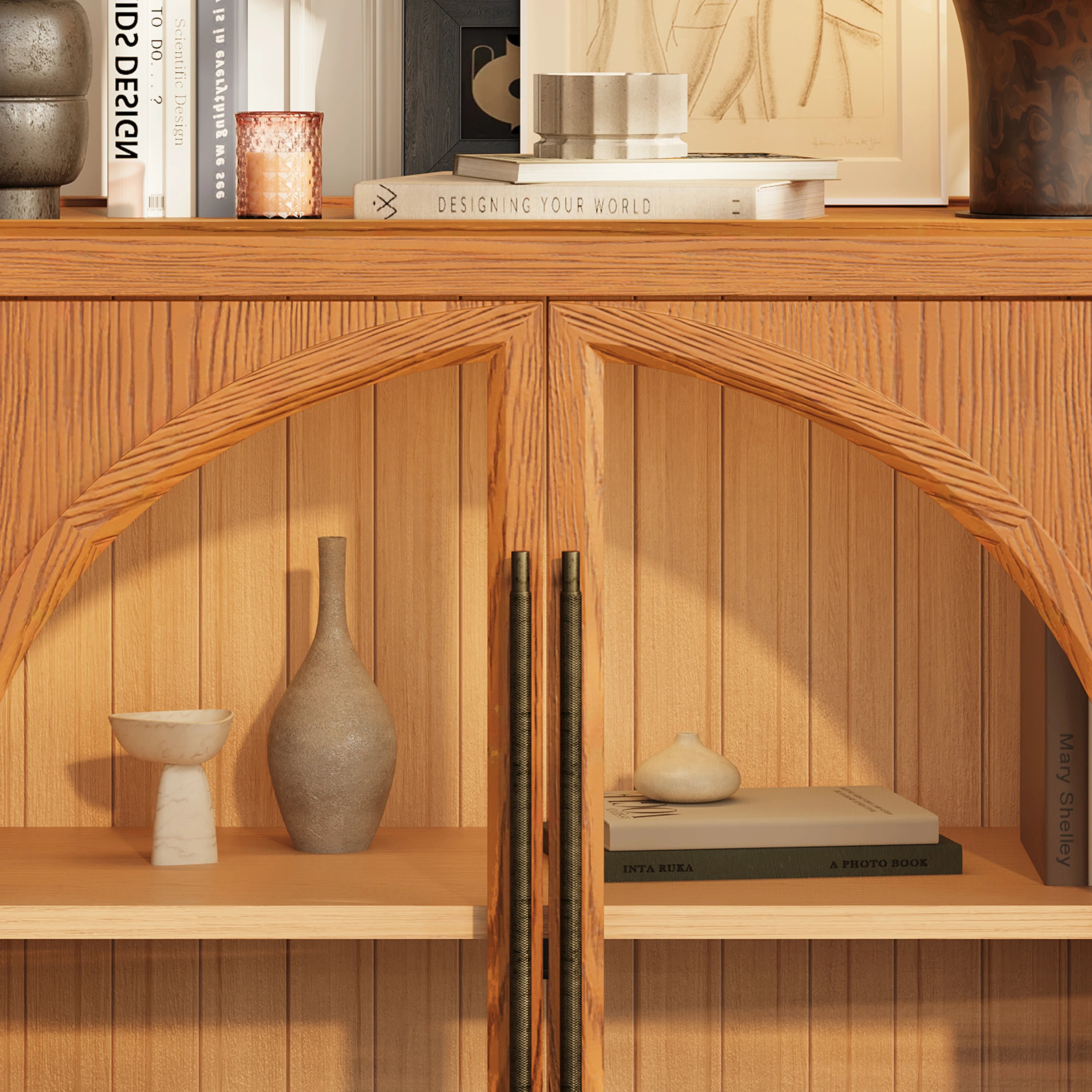 Alvar Arched 32″  Oak Storage Cabinet