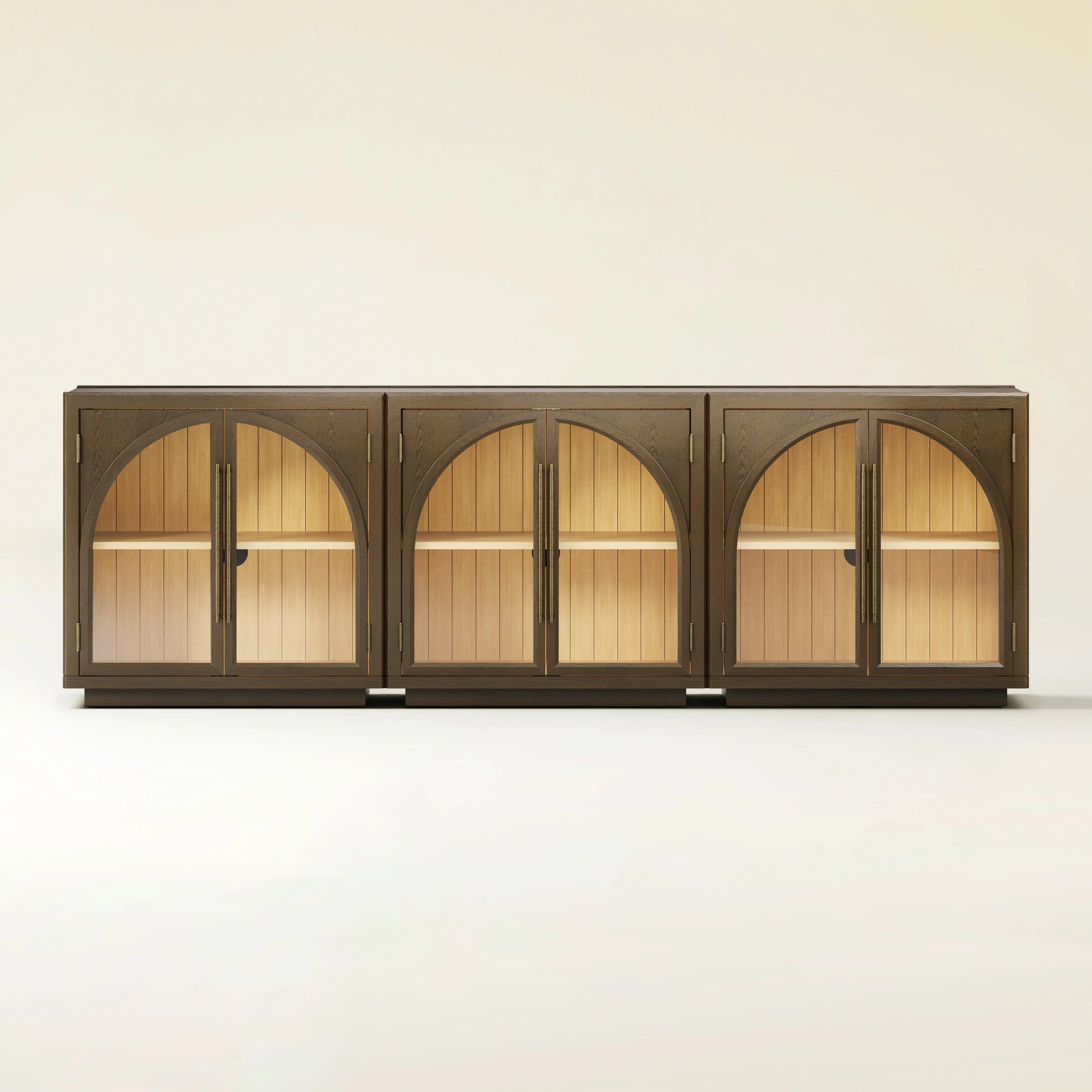 Alvar Arched 95″ Oak Media Console(Set of 3)