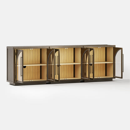 Alvar Arched 95″ Oak Media Console(Set of 3)