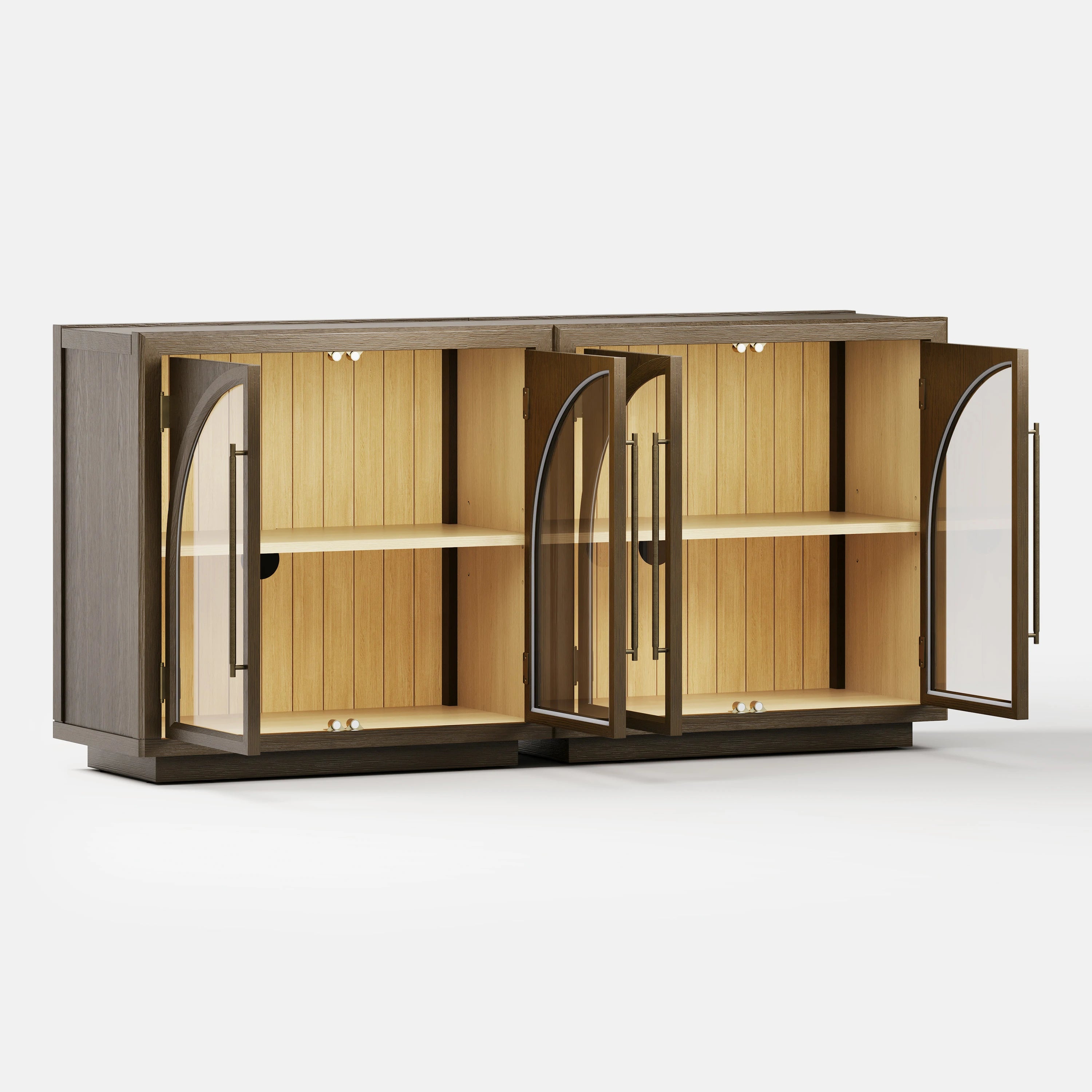 Alvar Arched 63″ Oak Media Console(Set of 2)